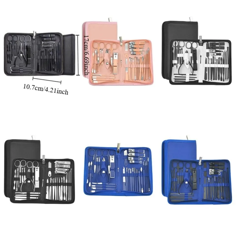 Set manicure in acciaio inossidabile con taglierina per unghie da 32 pezzi con custodia Kit tagliaunghie professionale Kit per toelettatura unghie durevole per la casa