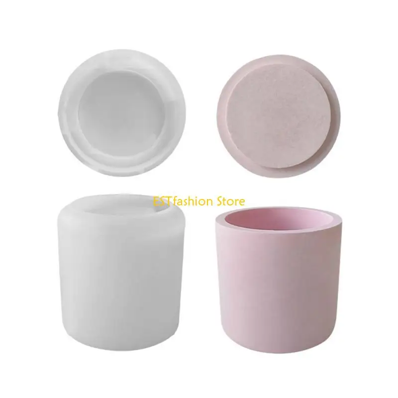 Y5GC DIY Cup Mold for Flower Pots Storage Box with Lid Silicone Mould Resin Jars Bottles Gypsum Concrete Molds Craft