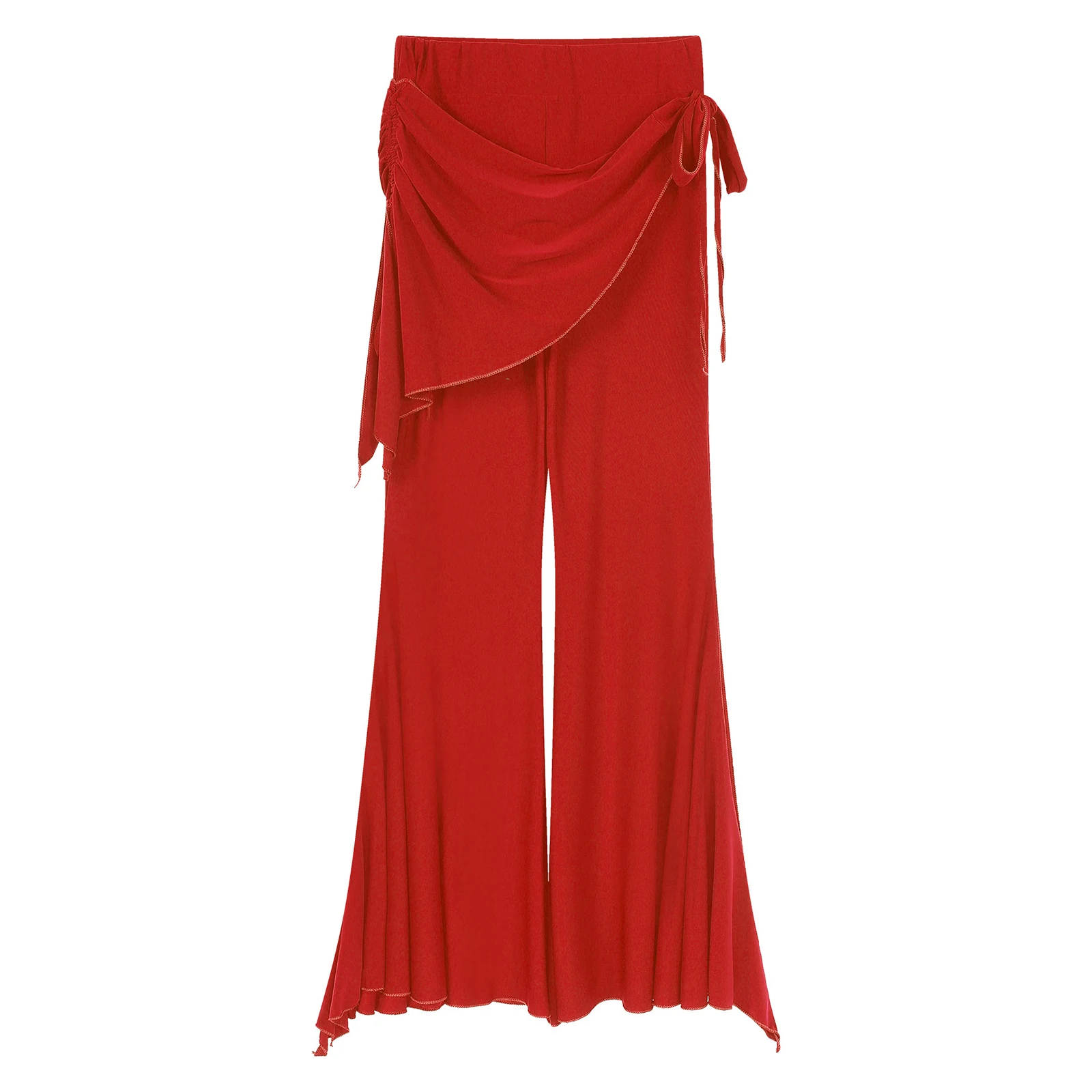 Pantalon de brevdu Ventre Évasé et Fendu pour Femme, Costume de Carnaval d'Halloween, Solide, à Lacets