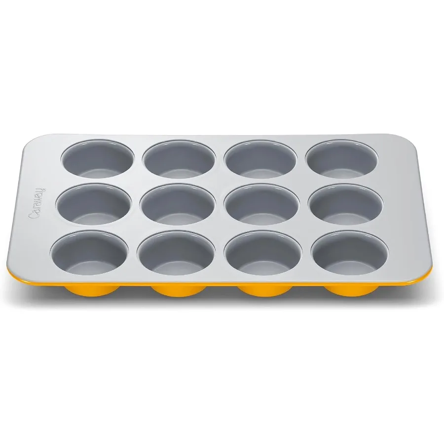 

NonStick Ceramic 12Cup Muffin Pan Naturally Slick Ceramic Coating NonToxic PTFE and PFOA Free Perfect for Cupcakes Muffins and