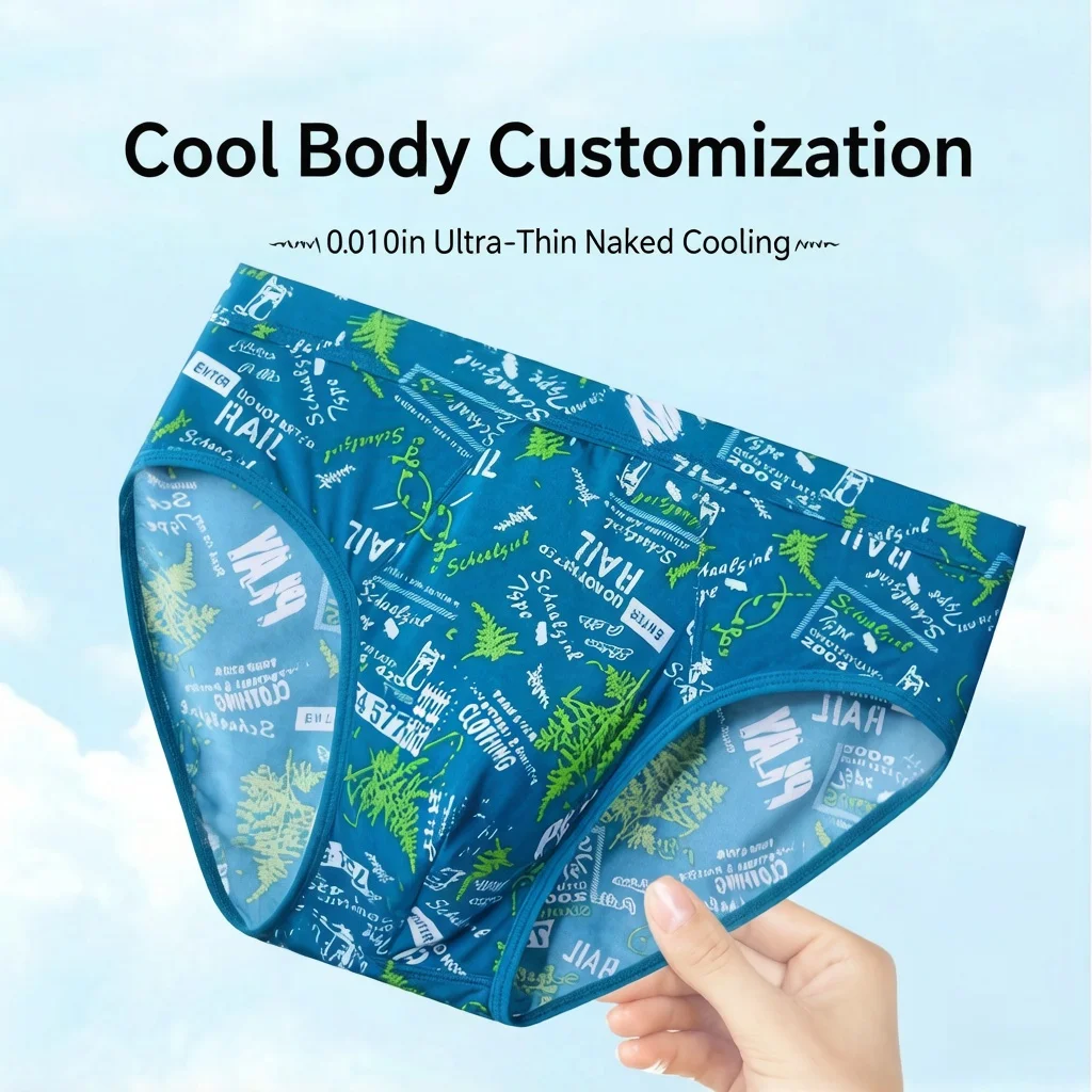 3PCS Men's Ice Silk Triangle Underwear Printed Trendy Letter Pattern Breathable Comfortable Boxer Briefs