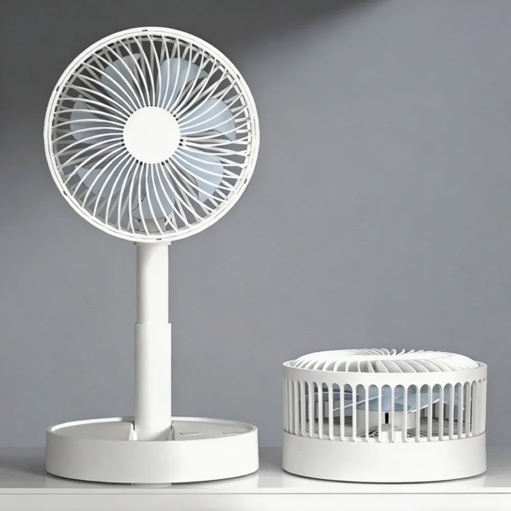 Rechargeable USB Folding Desk Fan with 4 Speeds＆ Timing Battery Operated Portable Mini Fan for Bedroom Office Indoor Outdoor Use