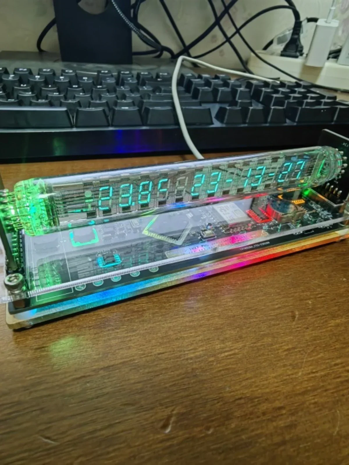 Cyberpunk Retro Tubo Fluorescente Relógio Vfd Iv27 Iv18