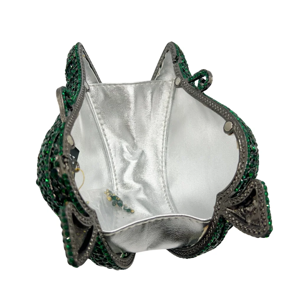 Petite Leaf Shaped Evening Clutch, Mini Crystal & Bead Embellished Bag for Wedding Guest, Elfin Elegance - view 6