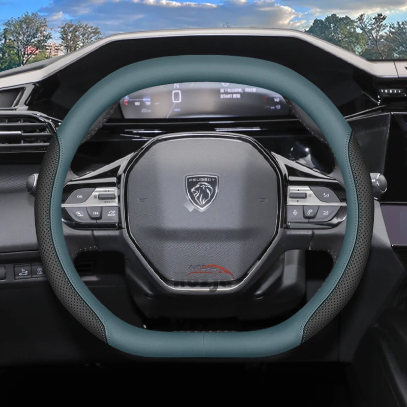 Leather Car Steering Wheel Cover for New Peugeot E-4008 E-5008 E-2008 E-Rifter 308 208 GT Interior Accessories 2025