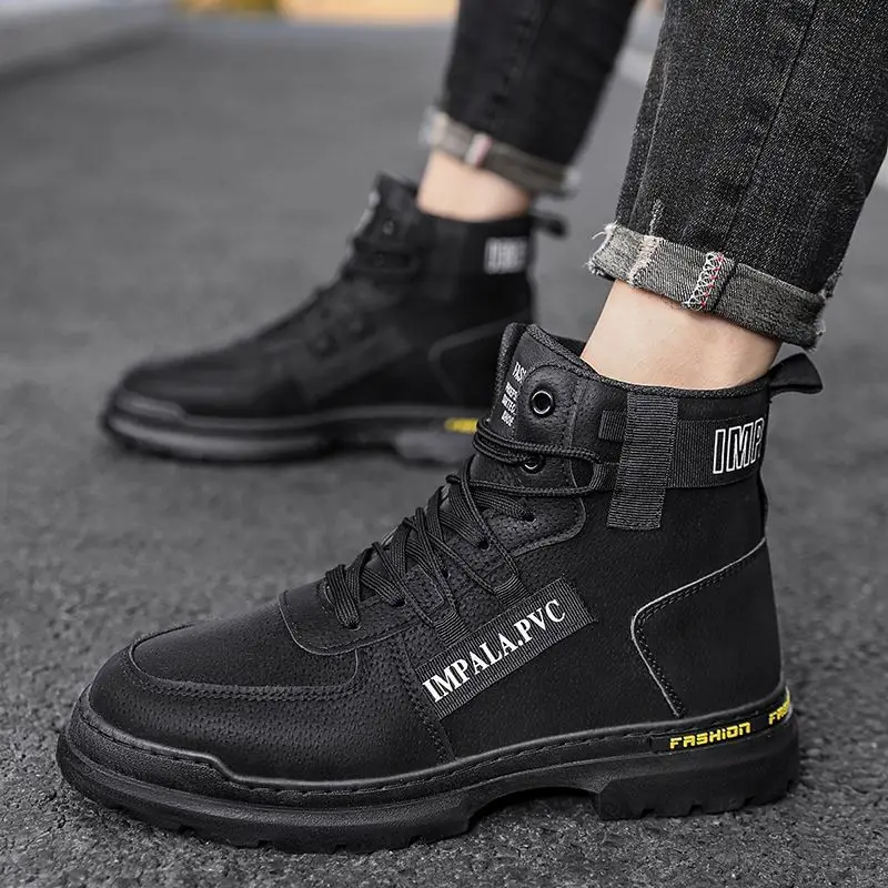 

Sports Lace Up Men's High Cut Boots Spring Autumn Waterproof Male Shoes Original Deals Non Slip Casual Fashion Designer Footwear
