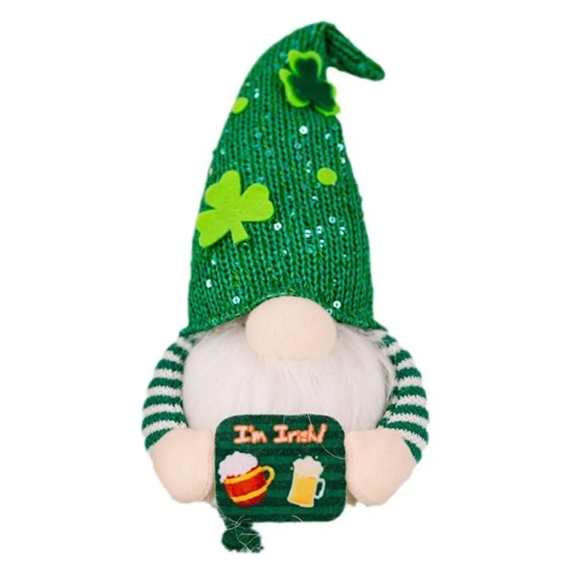 YSUN-Indoor Decorations, Green Gnomes, Handmade Stuffed Plush Gnomes With Light-Spring Summer Holiday Decorations