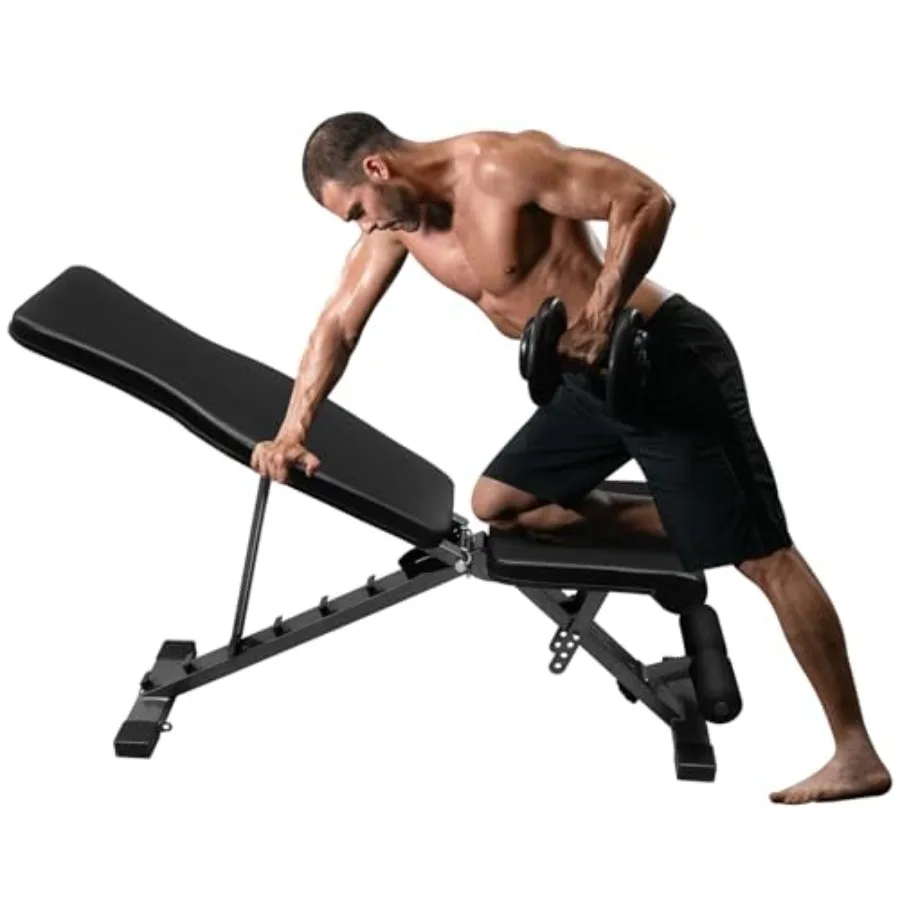 Adjustable Weight Bench Press for Dumbbell Exercise 600LBS Foldable Strength Training Bench in Black Multi-Purpose Incline Decl