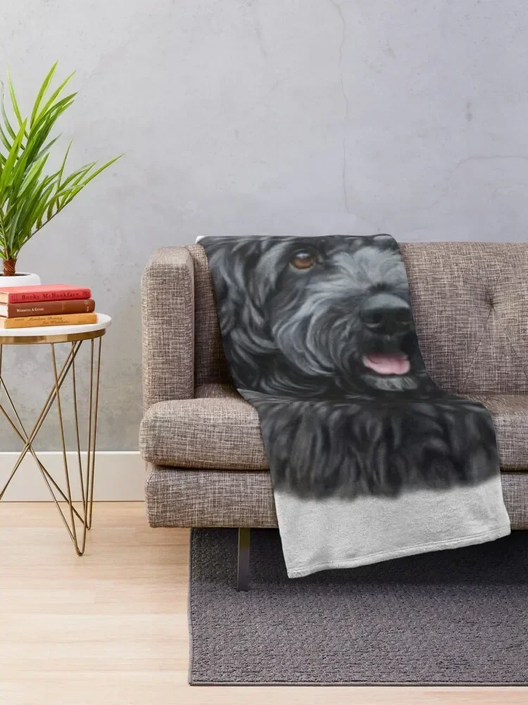 Silly Tubby Poodle Mix Dog Sticking Tongue Out Throw Blanket