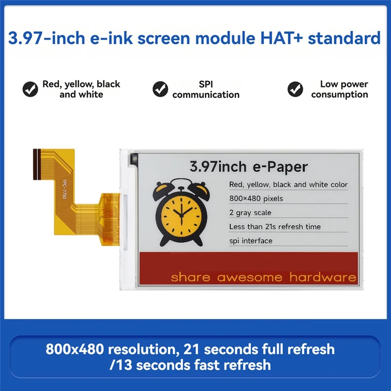 Stilvolle-3,97 Zoll E-Ink Display SPI Schnittstelle 800X480 E-Paper Bildschirm Rot Gelb Schwarz Weiß Für Raspberry Pi Arduino Jetson STM3