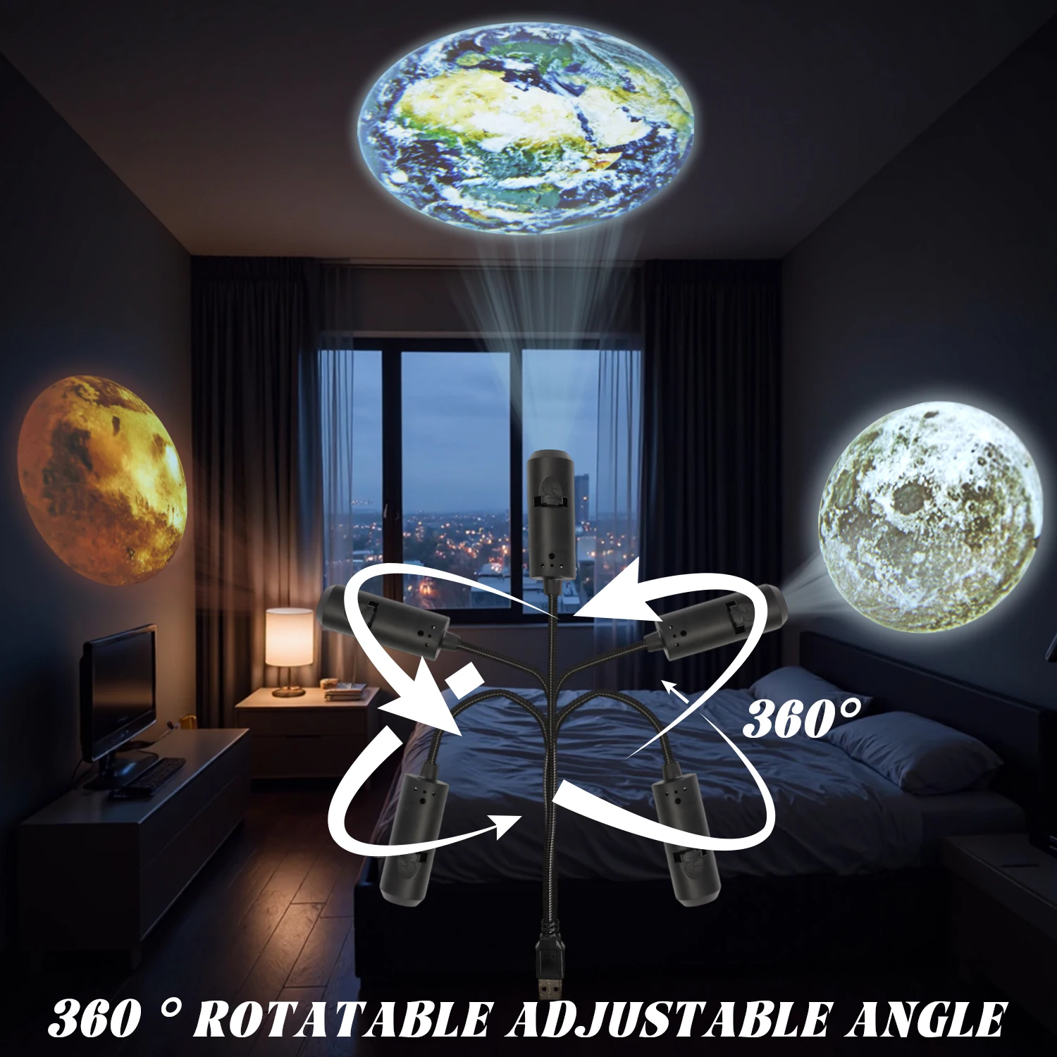 USB Projection Light Plug in Planet Patterns Replacement Lamp Strip Bedroom Ceiling Galaxy Projector Romantic Decor Night Light
