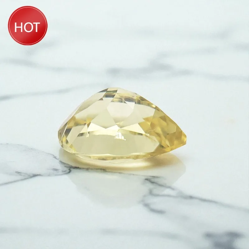 

B-High Quality Lab Grown Sapphire Pear Cut Yellow Color DIY Charms Jewelry Making Main Materials Selectable AGL Certificate