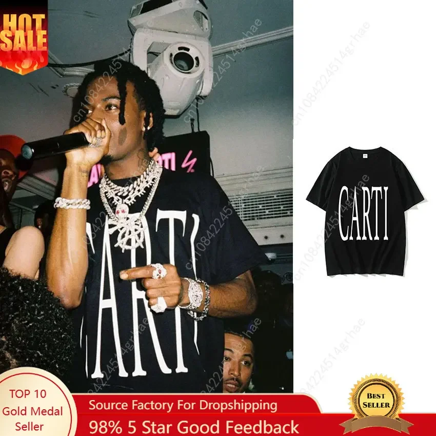 Rapper Playboi Carti T Shirt Big Font V As Seen on Carti Print Graphic T-shirt Men Hip Hop 100% Cotton Oversized Tees Streetwear
