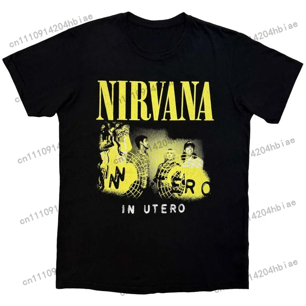 Nirvana black 100%cotton unisex Tshirt 2026 Summer New O-neck loose shirt Y2k Grunge hip-hop style men's soft Short Sleeve shirt