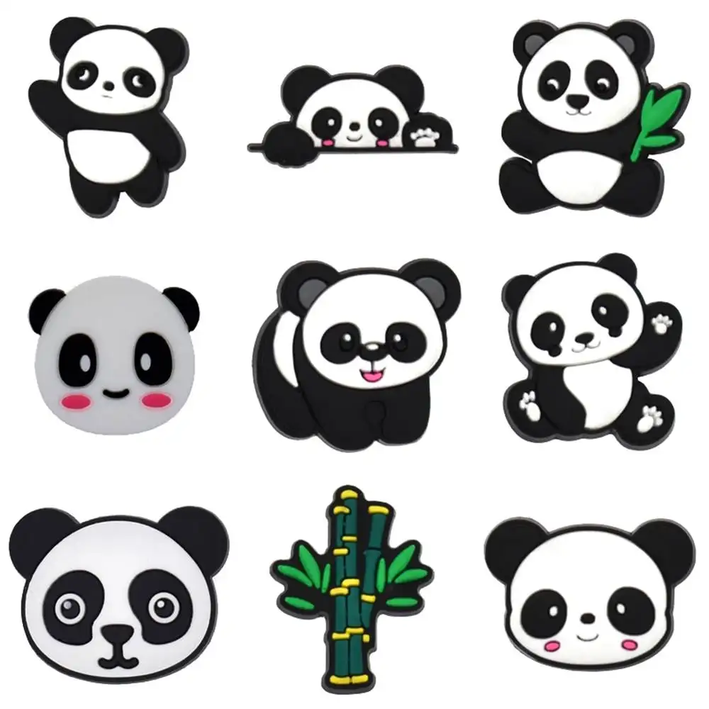 Groothandel 1 Stuks Pvc Schoen Accessoires Voor Crocs Charms Panda Badge Vrouwen Klompen Gesp Kids Pins Decoratie Jeans X-Mas Cadeau