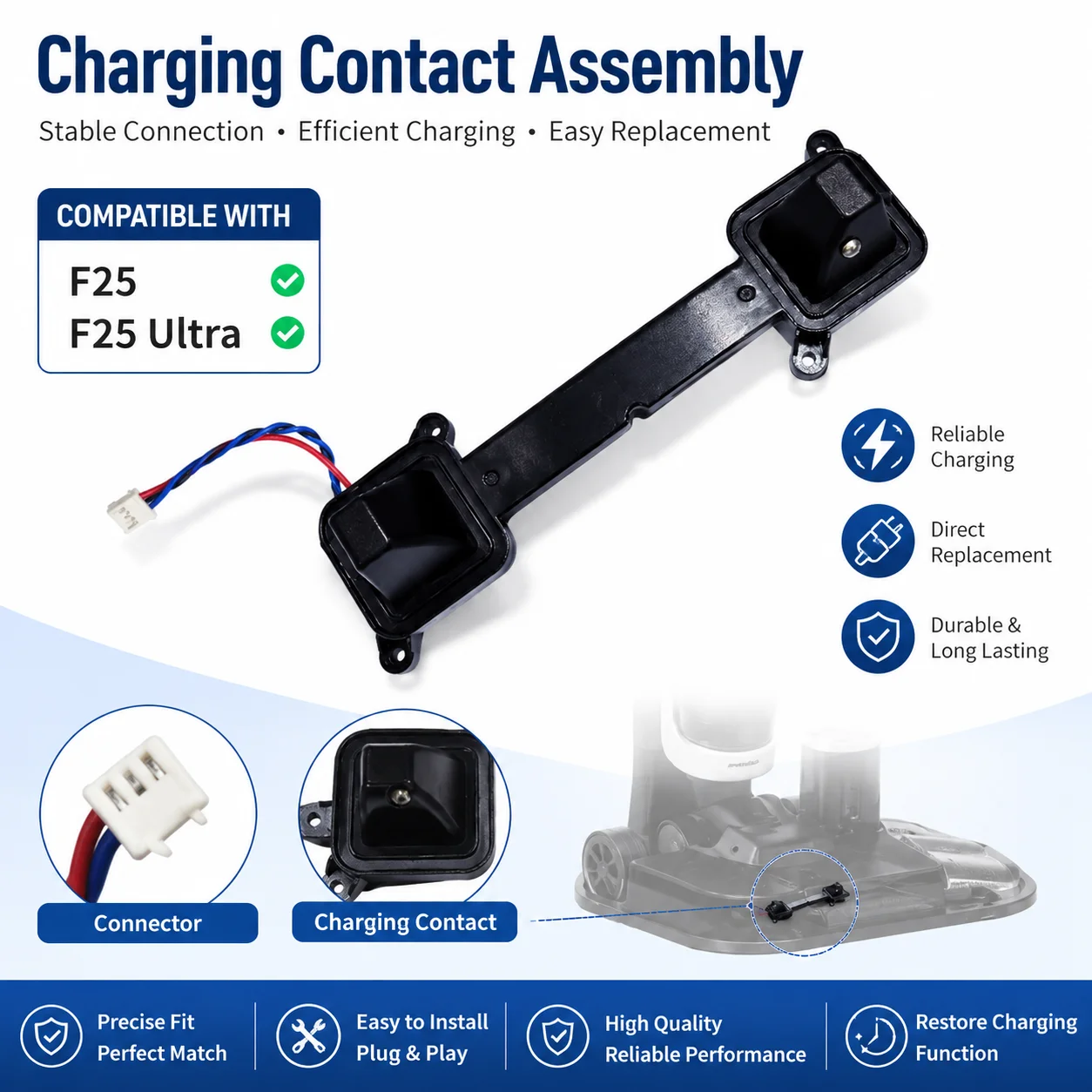 Charging Contact Assembly For RoborockF25 / F25 ACE / F25 Ultra Wet & Dry Vacuum Station Cleaning Tools Home Appliance Parts