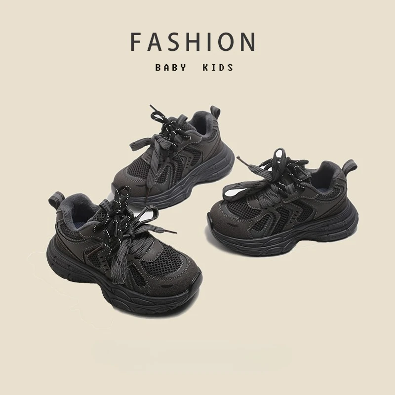 

Детские кроссовки, грязеотталкивающие, для бега, с толстой мягкой подошвой, 2026, абсолютно новые, для мальчиков, спортивные, на липучках, стильные, модные