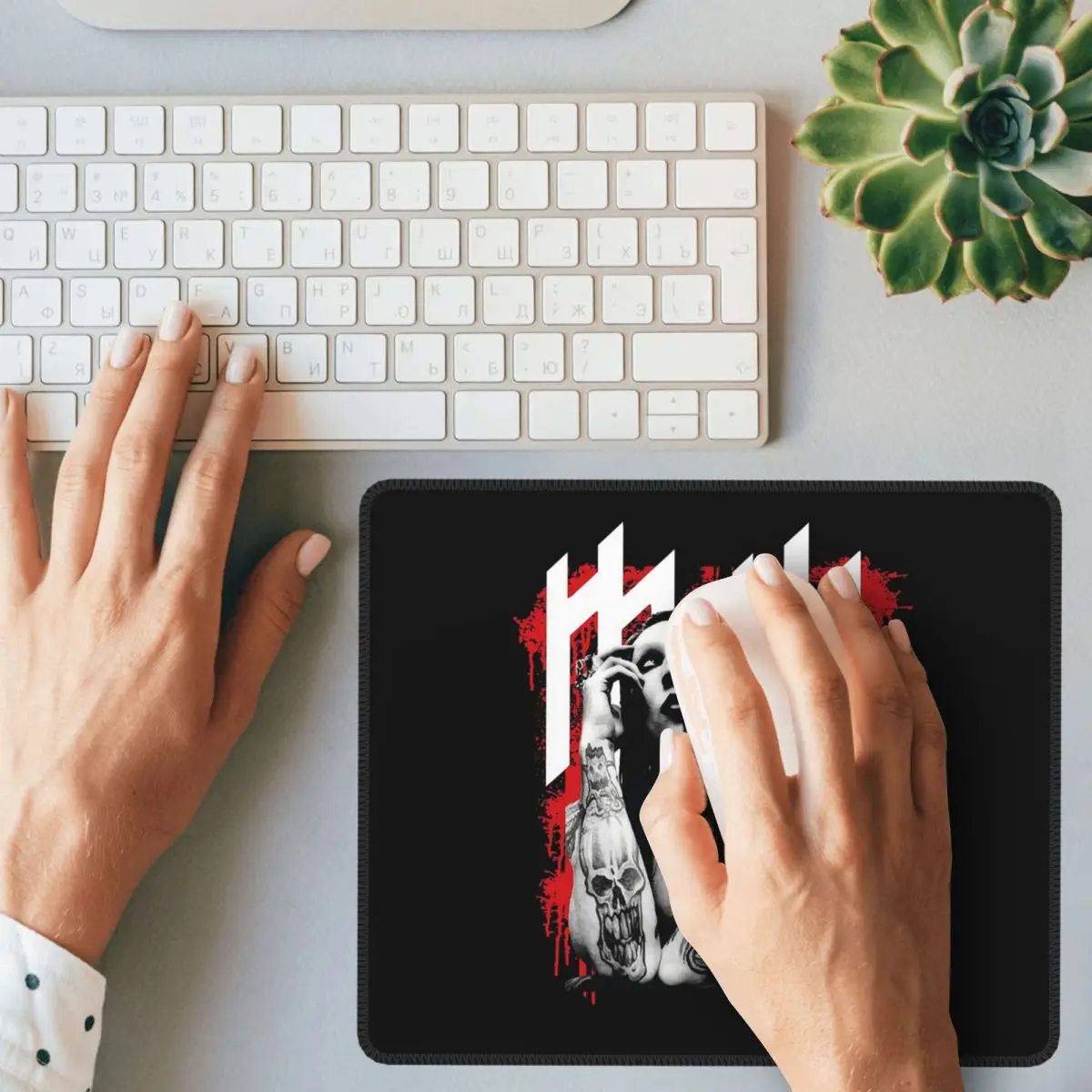 Marilyn Manson Glitch Fan Gift Music  Mouse Pad Computer Keyboard Mouse Mat Gaming PC Desk Mat Office Accessories Table Mats