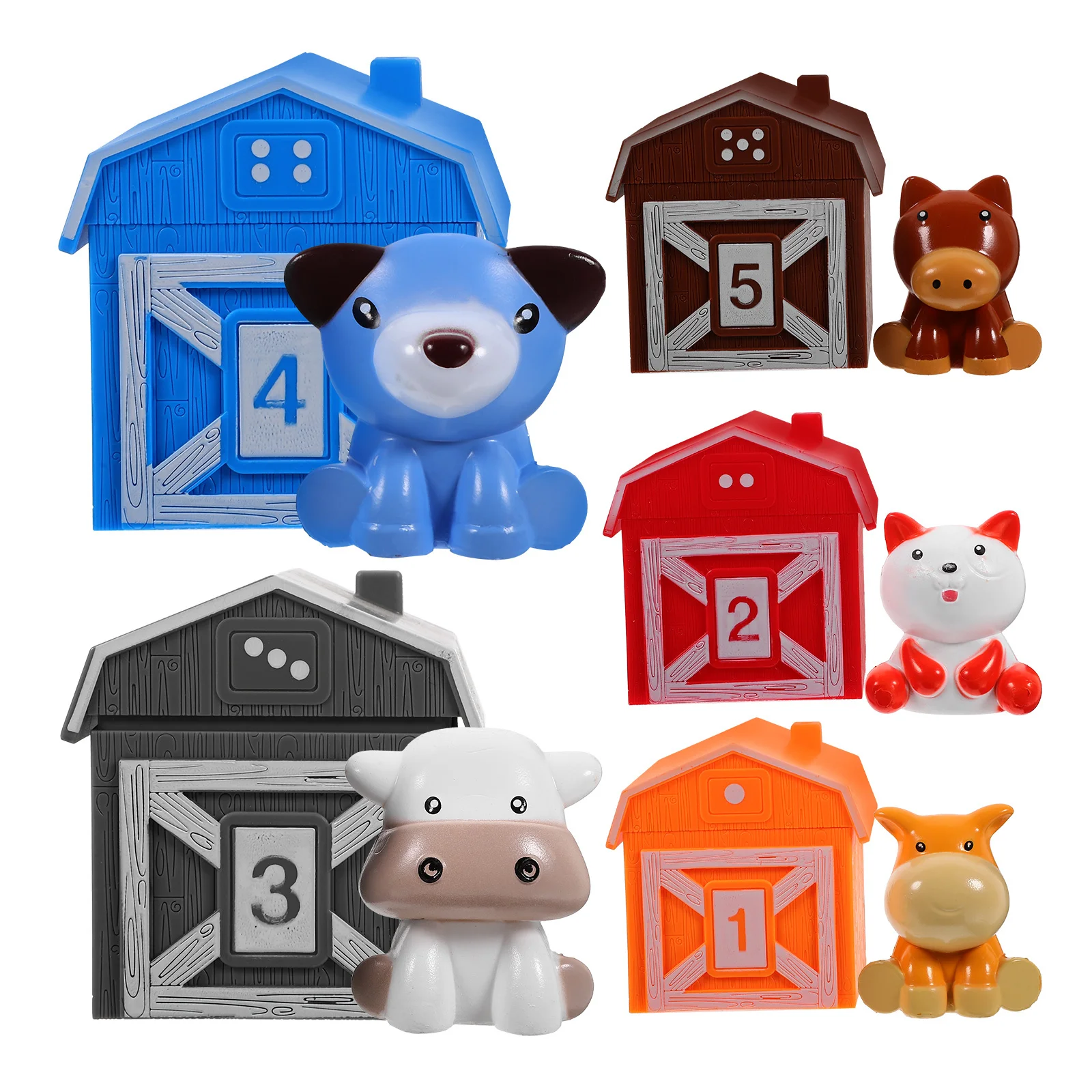 หุ่นนิ้วสัตว์ 5 ชิ้น หุ่นนิ้วการ์ตูนสีสันสดใสสำหรับเด็กเล็ก เล่นสมมติ เล่านิทาน เกมพ่อแม่ลูก บ้านสายรุ้ง