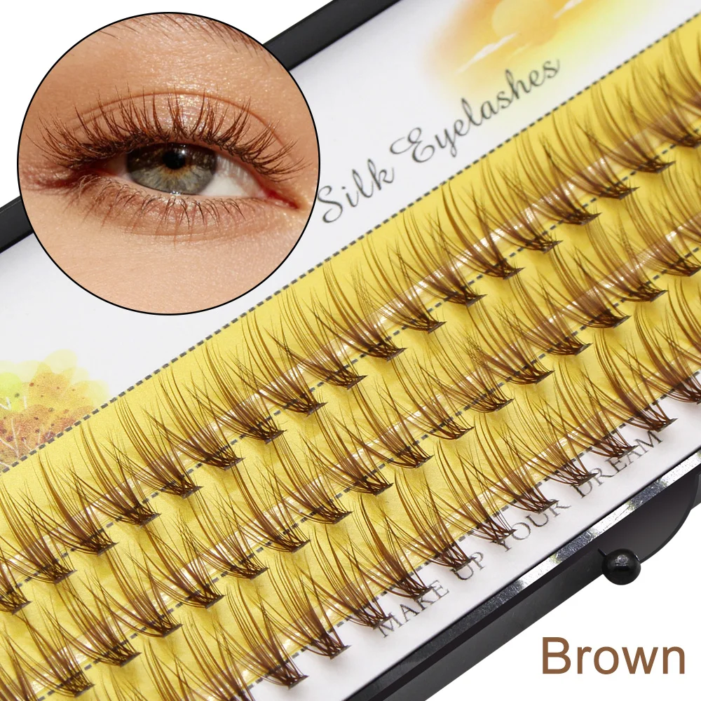 Neue Modelle 3d Volumen braun handgemachte Seide 20d/30d individuelle Cluster Wimpern verlängerung natürliche Nerz Wimpern weich