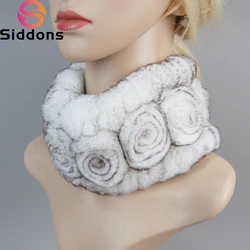 Women Handmade Stretch 100% Real Rabbit Fur Scarf Knit Genuine Rex Rabbit Fur Headbands Girls Natural Rabbit Fur Ring Scarves