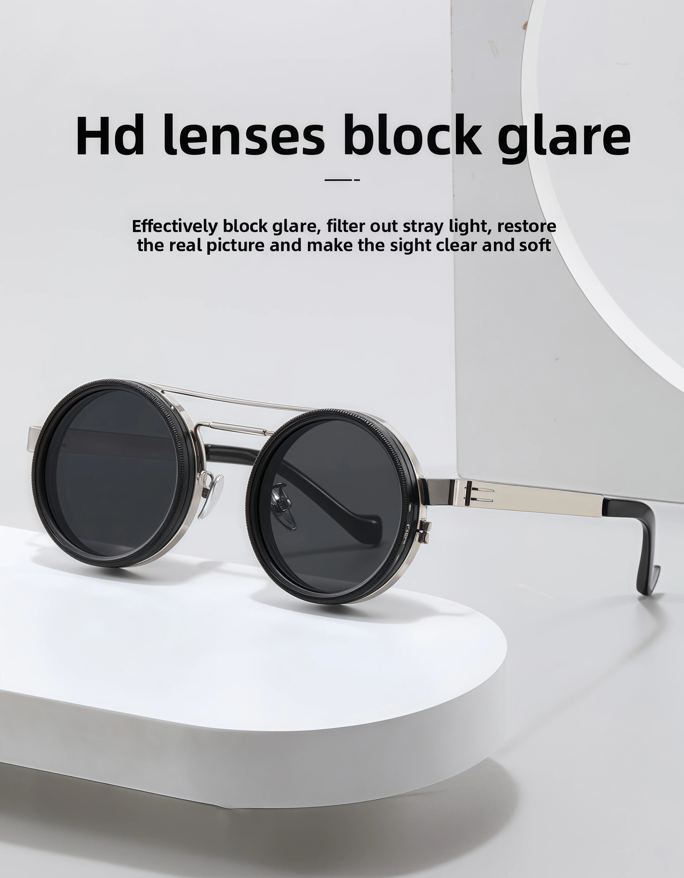 

Punk personality round frame with multiple adjustable sunglasses, fashionable sunglasses for men, polarized glasses for women