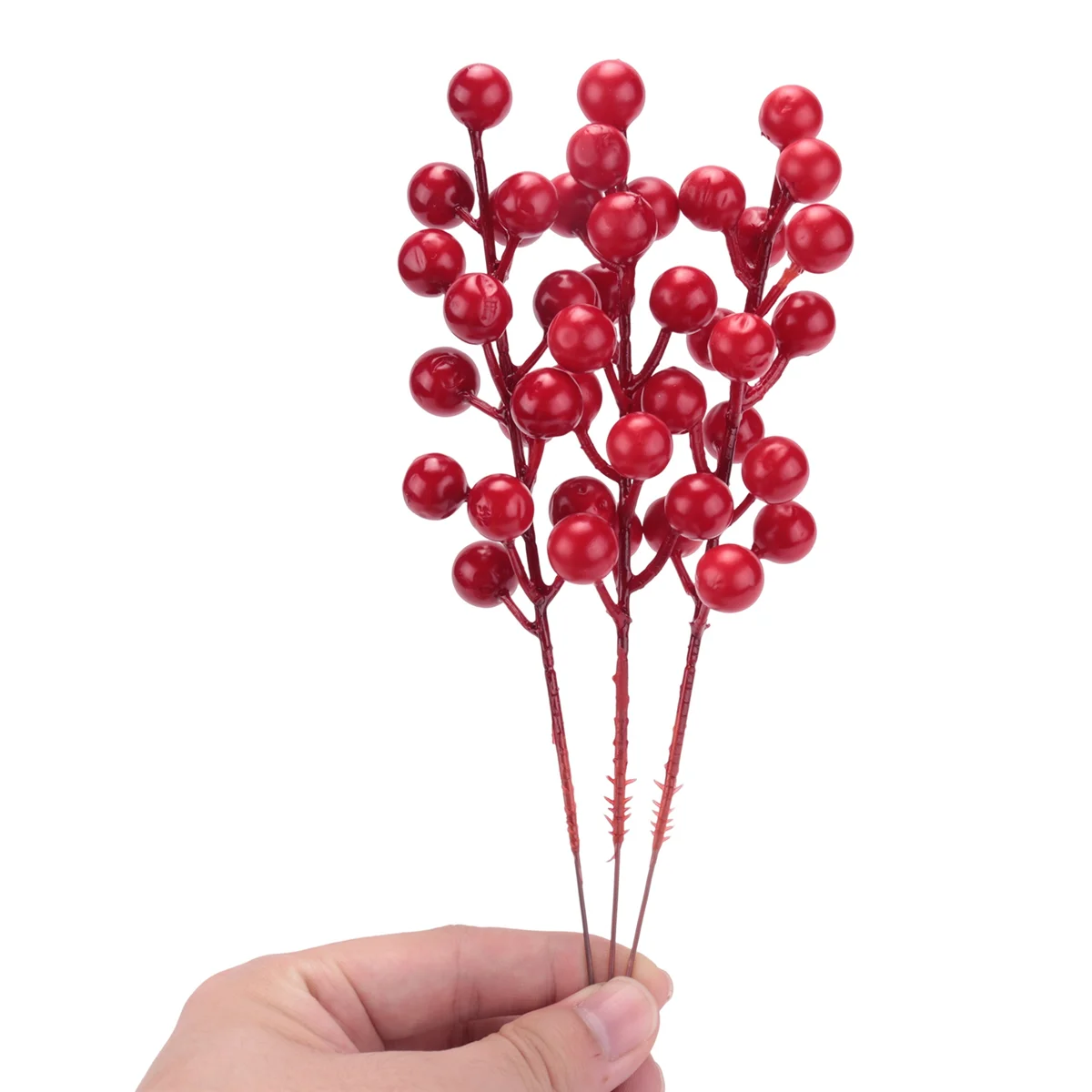 Artificial Red Berries Hastes para enfeites de Natal, DIY Xmas Wreath,Holiday e Home Decor, 20 Pack, 8"