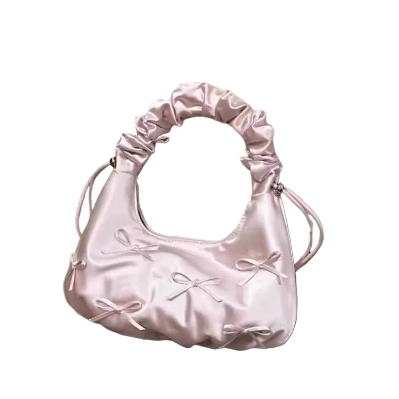 

Cute Bow Pleated Cloud Bag New Portable Commuter Shoulder Messenger Bag High Appearance Level The Shoulder Strap Is Adjustable