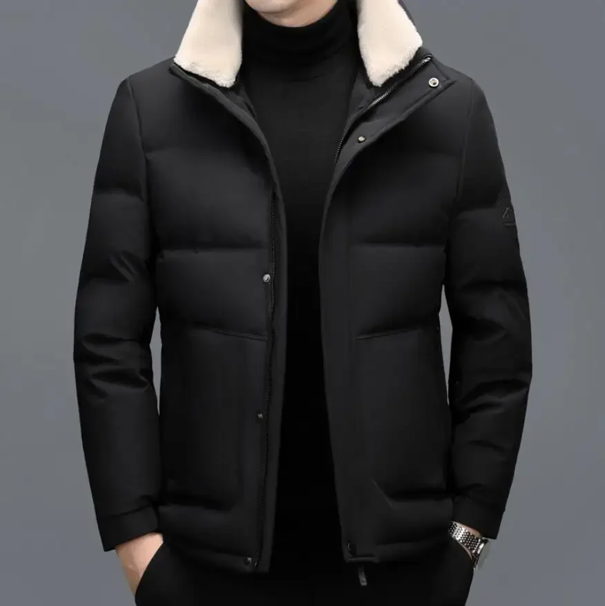 2024 Winter New Down Jacket Men's Youth Casual White Duck Down Thickened Detachable Hat Warm Business Jacket Brand Jacket