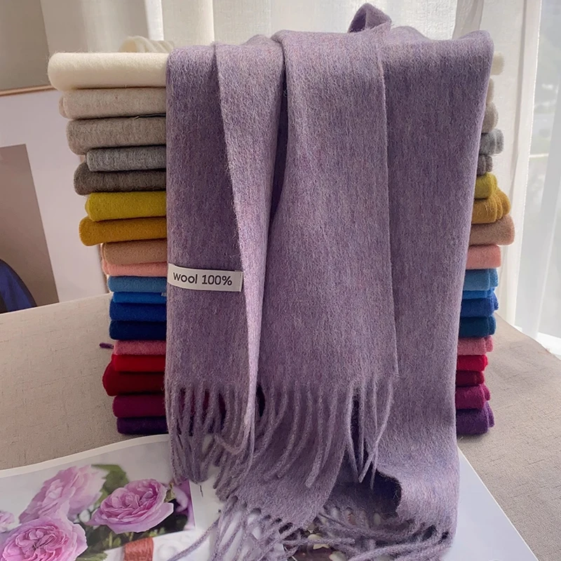 السيدات الصوف 100% الاسترالية وشاح من الصوف الخالص المرأة طويلة مهدب الدافئة شال كشمير شتاء رشاقته الدافئة محبوك وشاح للرقبة التفاف