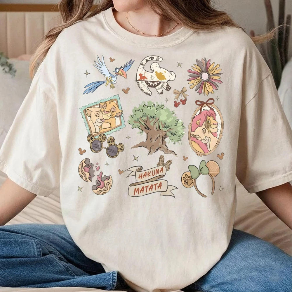 Camiseta retro del Rey León Hakuna Matata, camisetas de Timon, Pumbaa, Simba, Nana, Árbol del Reino Animal, ¡Vamos a ser salvajes juntos!