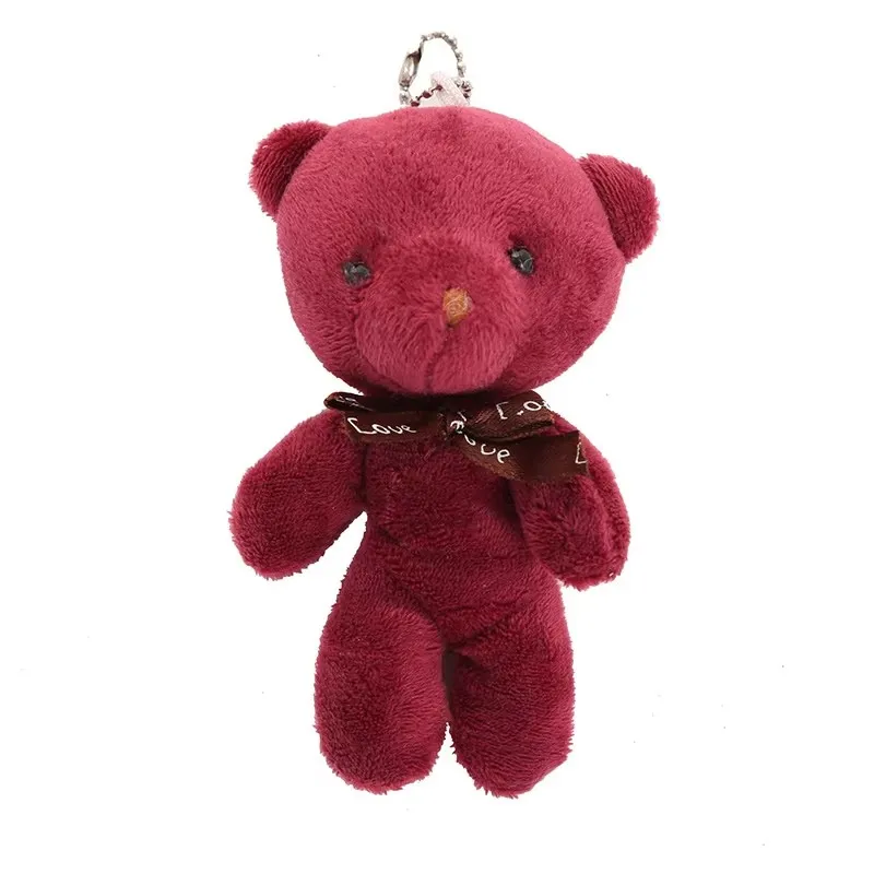 10pcs/pack 12cm Mini Bow Tie Teddy Bear Pendant Plush Toy Colorful Teddy Plush Keychain image 4