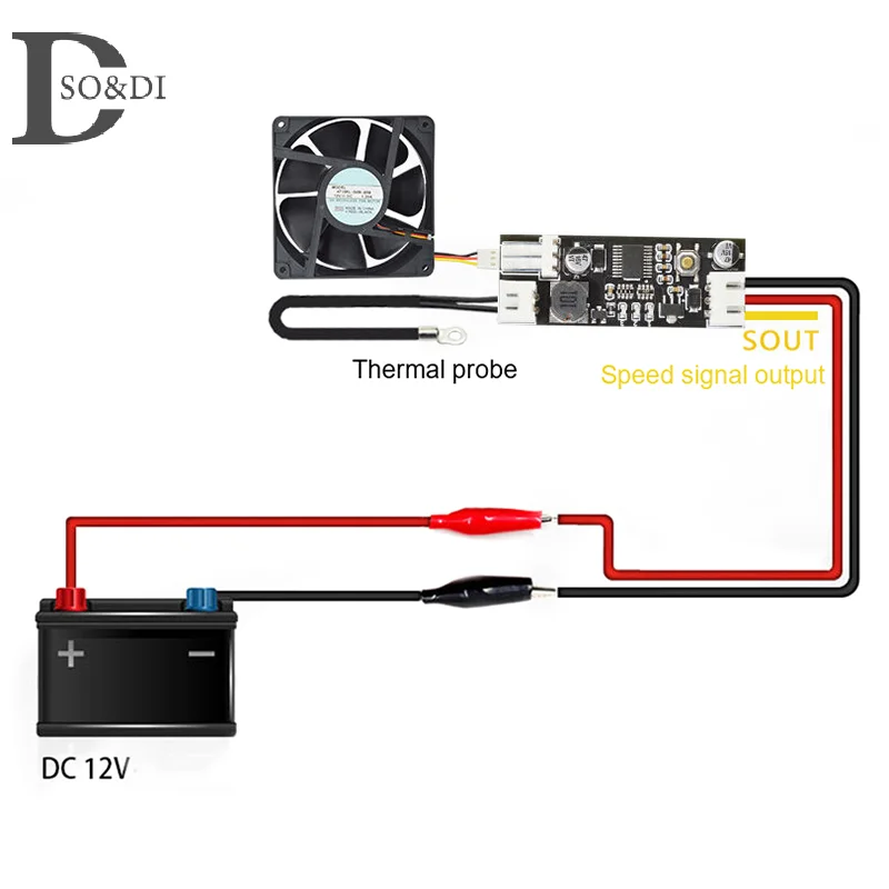 Controlador de velocidad de Control de temperatura de ventilador de 2-3 cables, módulo de reducción de ruido de computadora de chasis, alarma de ventilador de refrigerador, 1Pc, 12V DC PWM individual