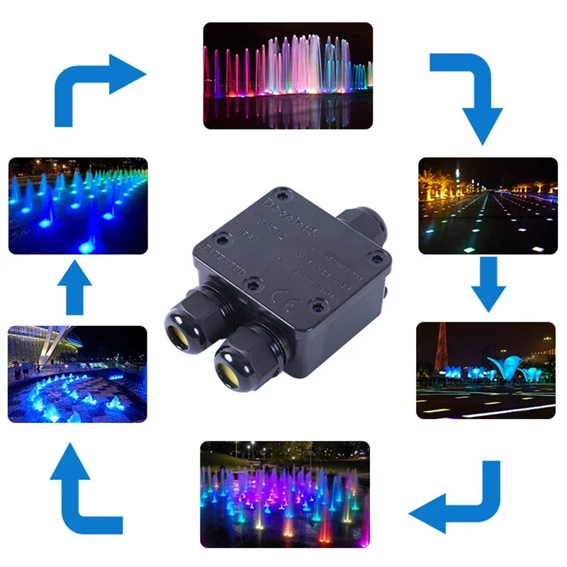 IP68 3 Way Waterproof Junction Box 4-15mm Electrical Cable Wire Connectors 41A 450V T85 Y-type External Electrical Junction Box