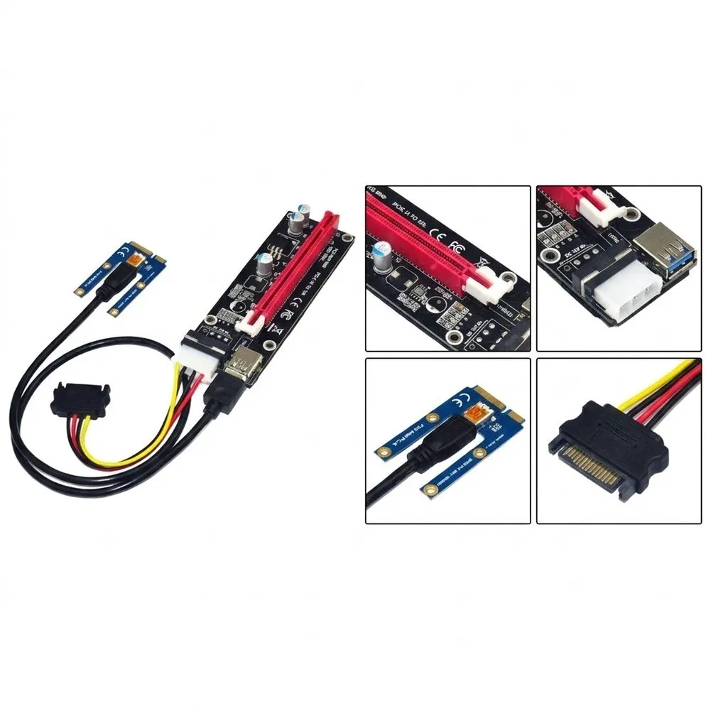 For MINI PCI-E to 16x Riser Card Adapter for For laptops with 6 Pin or 4 Pin Power Connector for Windows and For Mac