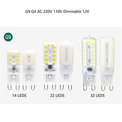 10 pz G4 G9 lampadina LED 3W 5W dimmerabile 220V 110v 12V 2835 faretto mais 3000k bianco naturale 4000K lampadario a sospensione Crystal Blub