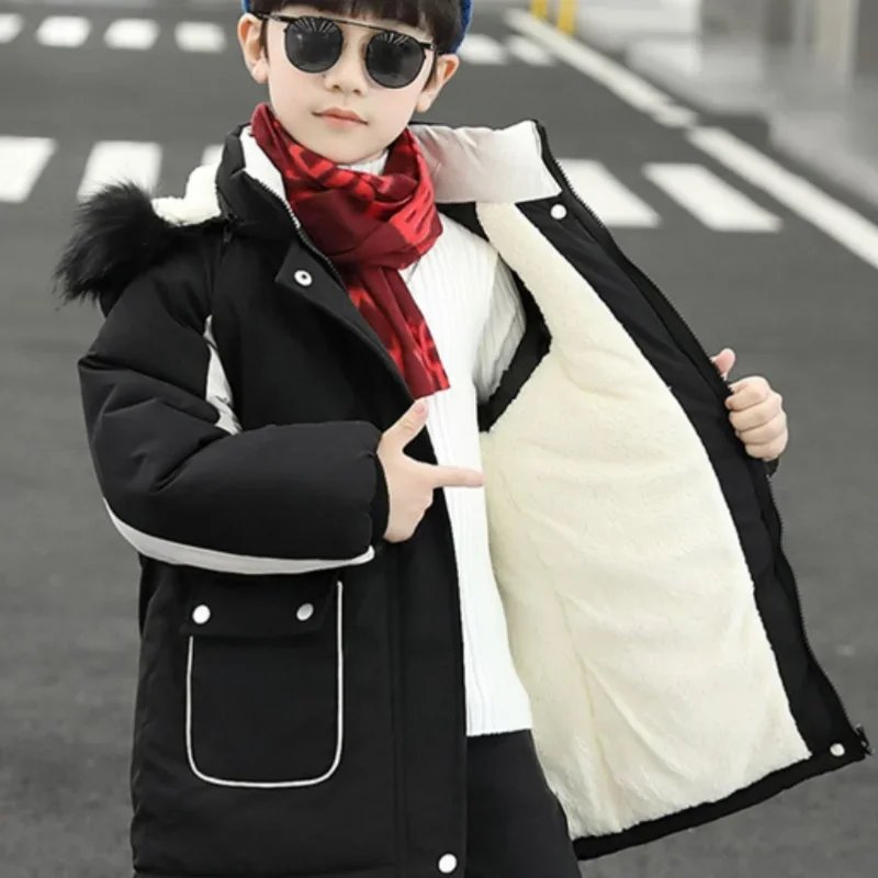 Boys Coat Jacket Cotton Windbreak 2024 Red Warm Plus Thicken Spring Autumn Tracksuit Teenagers Children's Clothing