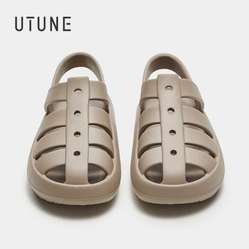 UTUNE Roman Sandals For Men Women Summer Outdoor Beach Shoes Couple Thick Cushion Breathable Non-slip Platform Sandal