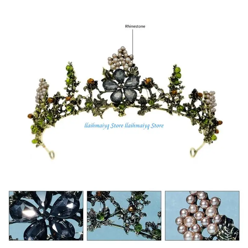 573B عصابة رأس على شكل زهرة من أحجار الراين قابلة للتعديل، تاج زهور جميل مع لمسة ماسية مثالية لحفلات الزفاف والحفلات