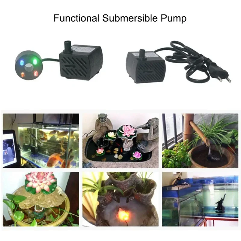 

220~240V Ultra-Quiet Submersible Aquarium Water Pump Water Fountain Pump Filter Fish Pond Tank Fountain Carry Around Water Pumps