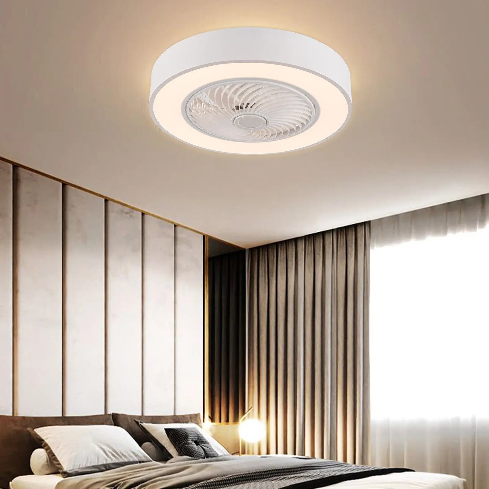 Imagem -03 - Led Invisible Vedação Ventilador de Teto com Luz Regulável Lustre Lâmpada Remota para Quarto Sala Luz Interior Home Decor