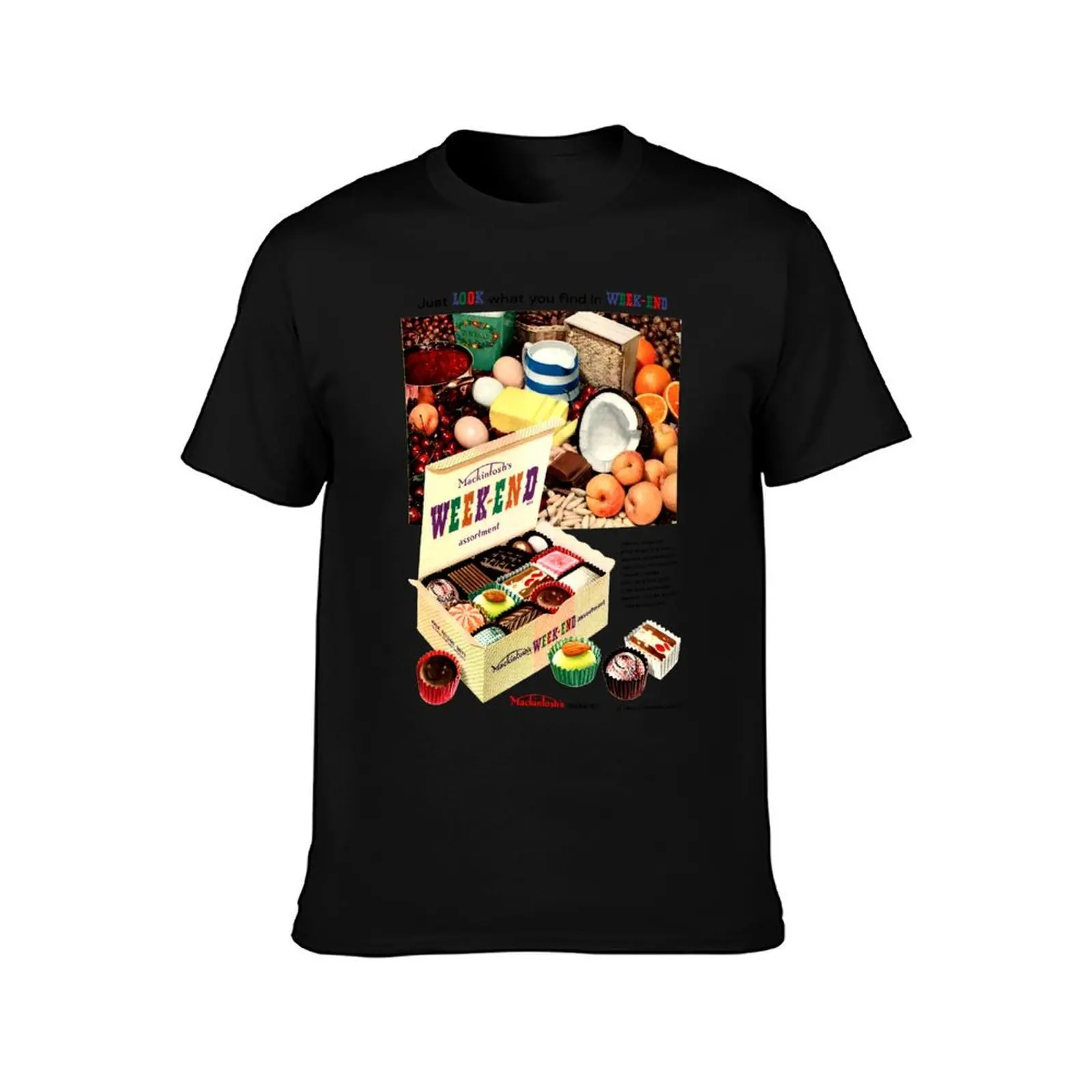 MACKINTOSH'S WEEK-END CHOCOLATES - ADVERT T-Shirt Simple Line Art Print Tee T-Shirt