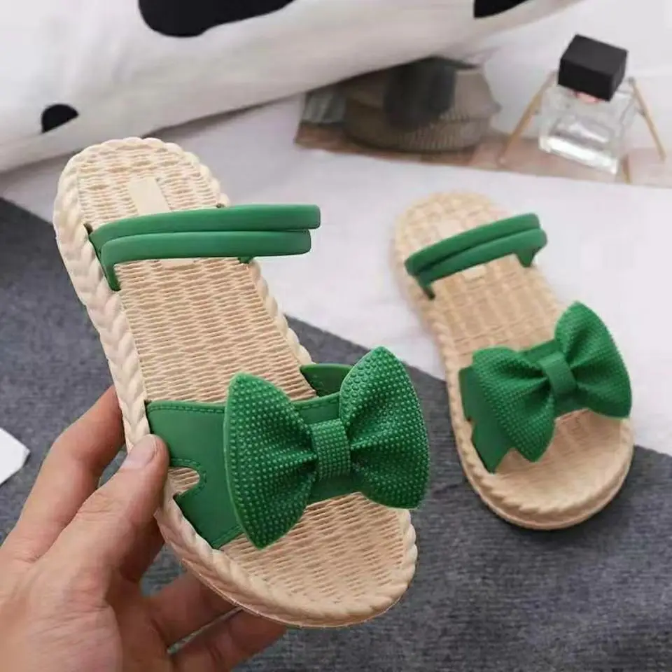 New Summer Children's Princess Sandals Girls Soft Sole Non Slip Lovely Bow Dual Purpose Outdoor Beach Sandals Slippers