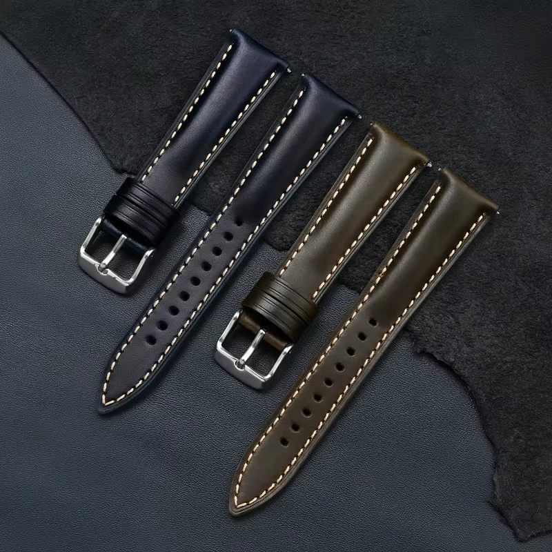 20mm 22mm Quick Release Oil Wax Retro Cowhide Leather Watch Strap for Universal Waterproof Watch Band Bracelet Accessories
