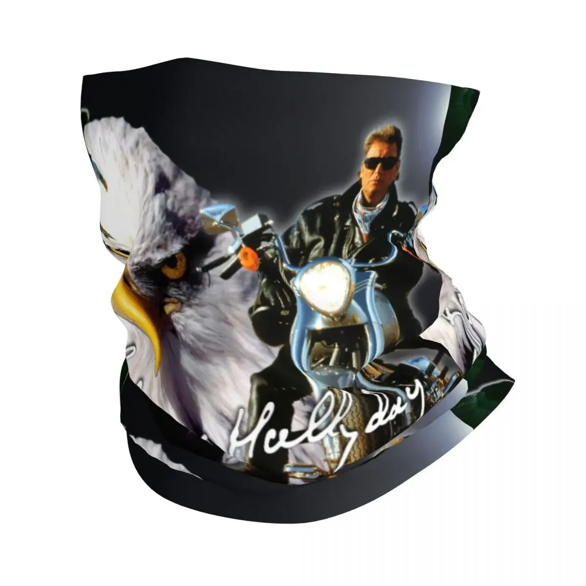 New Johnny Hallyday Eagle Bandana Neck Cover Printed French Rock Singer Wrap Scarf Multifunctional Cycling Scarf Hiking Unisex A