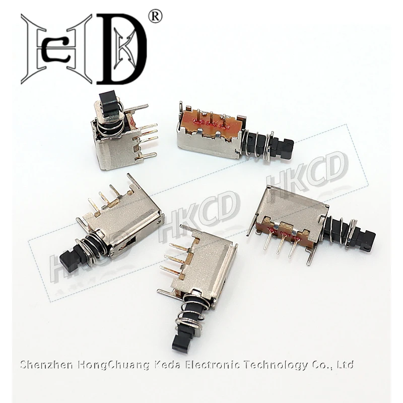 10/100PCS PS-12E05 Straight Key Switch Single Row Three Feet, Self-Locking Blue Handle, Key Power Switch A03 Set-Top Box Switch