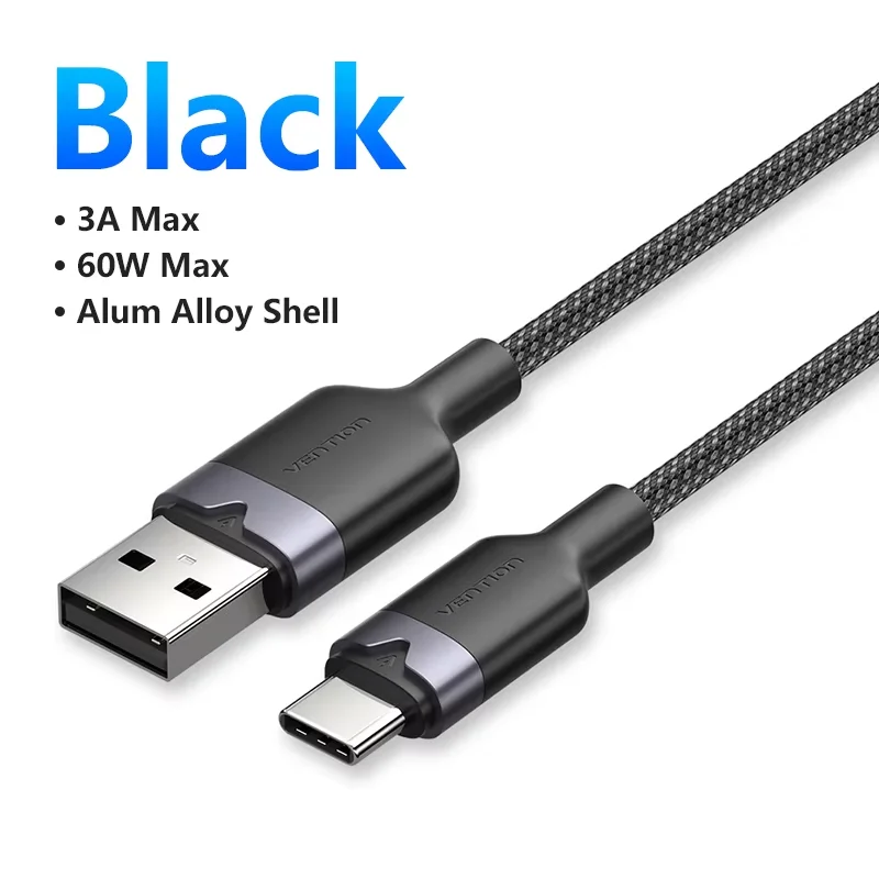 Ventie USB C-kabel Type C-kabel 3A Snel opladen 60W USB-kabel voor iPhone Xiaomi Samsung Huawei USB Type C Data-oplaadkabel