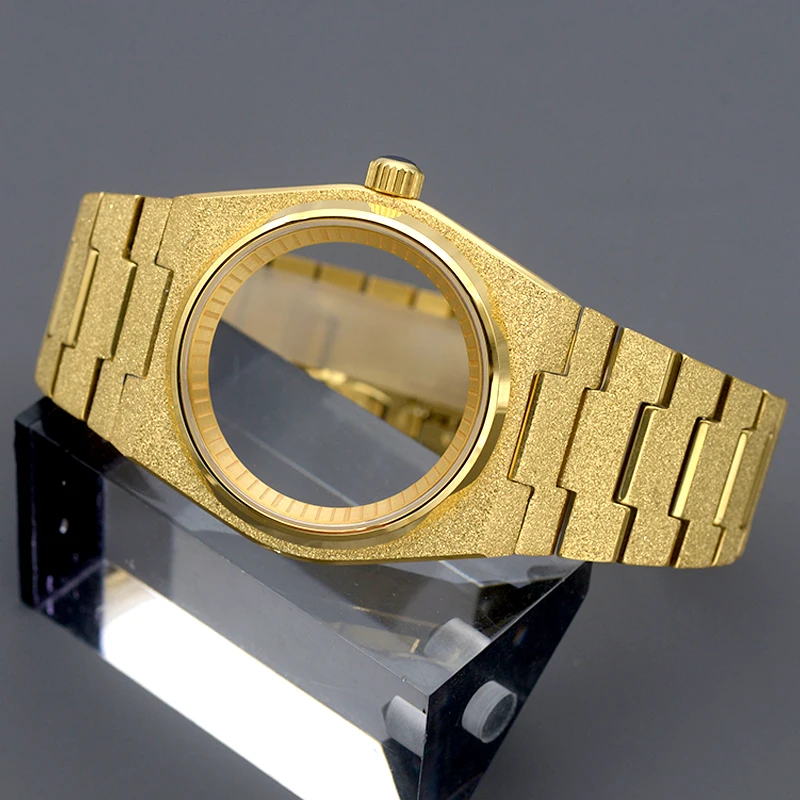 super-player-prx-series-mod-watch-case-gold-grit-nail-sand-with-sapphire-crystal-fit-nh35-nh36-4r-7s-automatic-movement