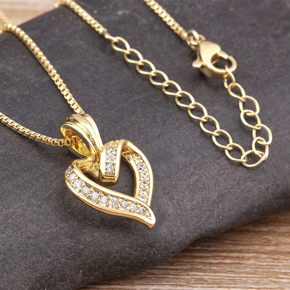 Nidin Fashion Creative Spiral Design Heart Pendant Necklace For Women Lovers Clavicle Chain Chocker Female Cute Zircon Jewelry
