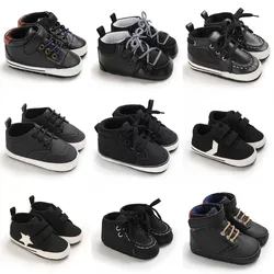 Chaussures de marche coordonnantes pour bébés, chaussures de gril décontractées pour nouveau-nés, chaussures de marche pour garçons et filles, nourrissons et tout-petits, mode noire